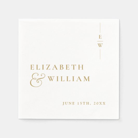 Gouden minimalistische elegante monogram bruiloft servet (Voorkant)