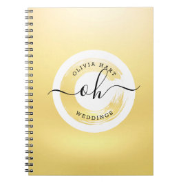 Gouden Minimalistische Gepersonaliseerde Logo Eleg Notitieboek