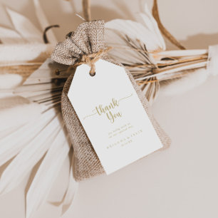 Gouden minimalistische kalligrafie bruiloft dank u cadeaulabel