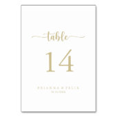 Gouden minimalistische kalligrafie Trouwtafel numm Kaart (Voorkant)