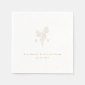 Gouden Minimalistische Kersenbloesem Monogram Kran Servet (Voorkant)