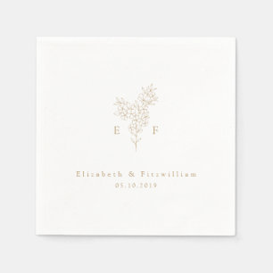 Gouden Minimalistische Kersenbloesem Monogram Kran Servet