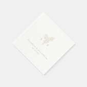 Gouden Minimalistische Kersenbloesem Monogram Kran Servet (Hoek)