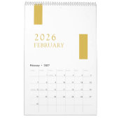 Gouden Minimalistische Moderne 2026 Muurkalender Kalender (Feb 2027)