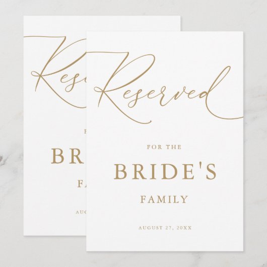 Gouden minimalistische moderne bruiloft-evenement (Voorkant / Achterkant)