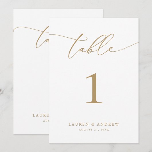 Gouden minimalistische moderne bruiloft-event tafe (Voorkant / Achterkant)