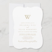 Gouden minimalistische Monogram bruiloft uitnodigi Kaart (Voorkant)