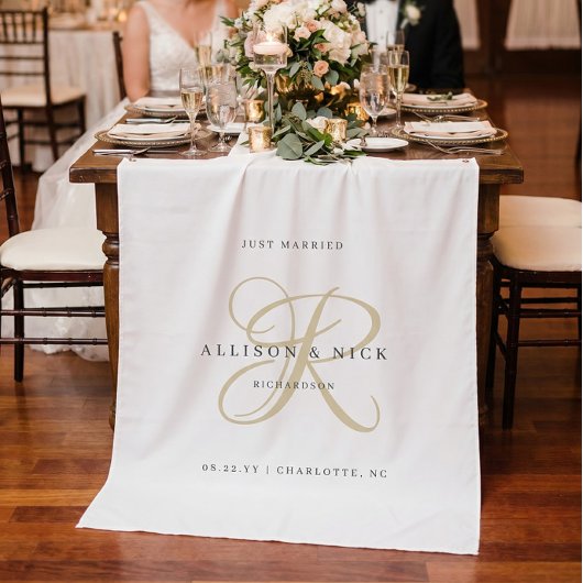 Gouden Minimalistische Monogram Net Getrouwd Ontva Wandkleed