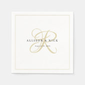 Gouden minimalistische monogram trouw servetten (Voorkant)