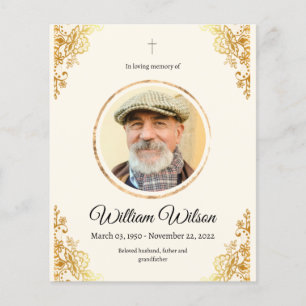 Gouden Minimalistische Overlijdensherdenkingsdiens Flyer
