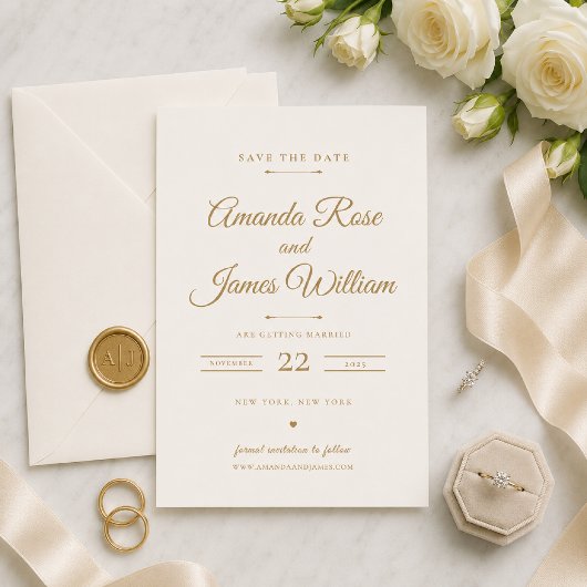 Gouden Minimalistische Save the Date Kaart