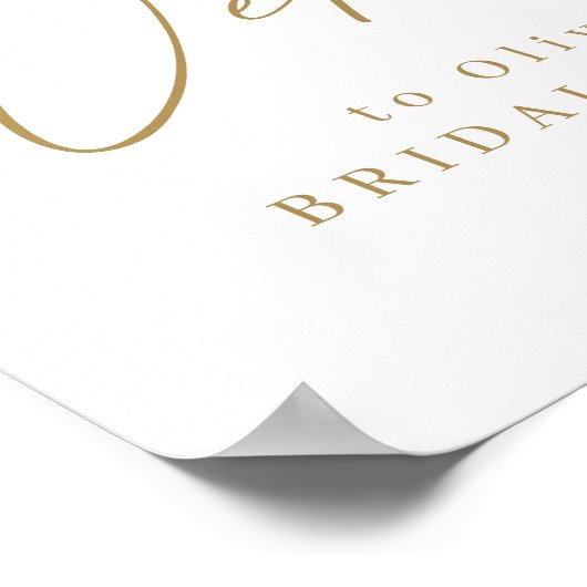 Gouden minimalistische script bruidsshower welkoms poster (Hoek)