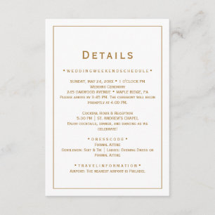 Gouden Minimalistische Trouwdetails Kaart