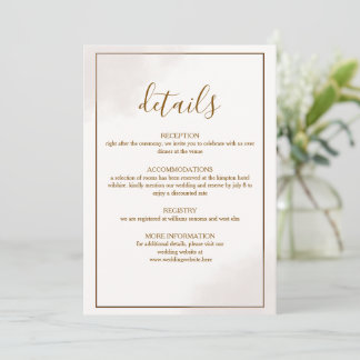 Gouden Minimalistische Trouwdetailskaart Kaart