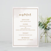 Gouden Minimalistische Trouwmenu Kaart (Staand voorkant)