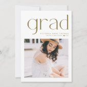 Gouden Minimalistische Typografie Foto Afstudeerfo Aankondiging (Voorkant)