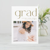 Gouden Minimalistische Typografie Foto Afstudeerfo Aankondiging (Staand voorkant)