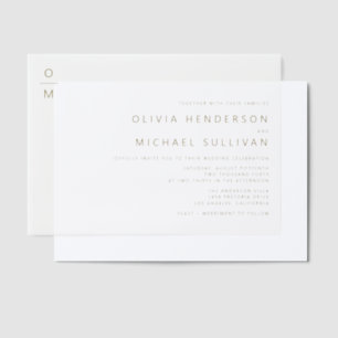 Gouden minimalistische typografie Monogram bruilof Vellum Uitnodigingen