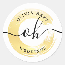Gouden minimalistische verf swash logo aangepaste  ronde sticker