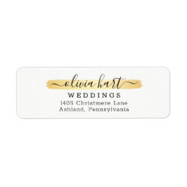 Gouden Minimalistische Verf Swash Logo Retouradres Etiket