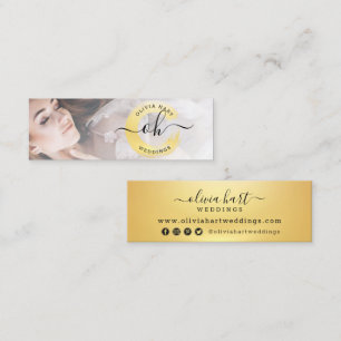 Gouden Minimalistische Verf Swirl Aangepast Logo F Mini Visitekaartje
