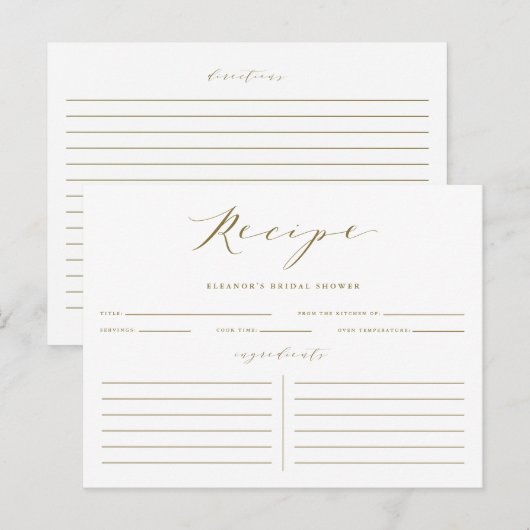 Gouden minimalistische Vrijgezellenfeesten recept  Briefkaart (Voorkant / Achterkant)