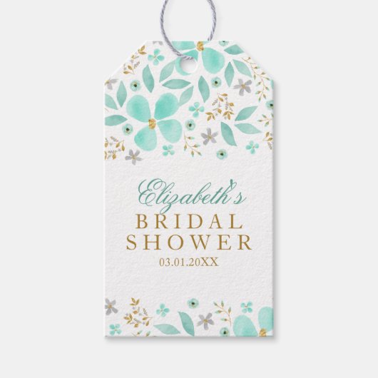 Gouden Mint Bloemenblad Vrijgezellenfeest Cadeau L Cadeaulabel (Voorkant)