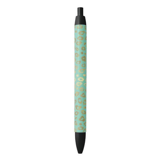 Gouden Mint Ombre Luipaard Print Zwarte Inkt Pen (Voorkant Verticaal)