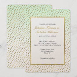 Gouden Mint Witte Ombre Abstracte bruiloft Kaart