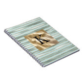 Gouden Mintgroene Strepen Monogram Naam Notitieboek (Rechterzijde)