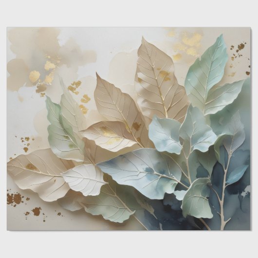 Gouden Mist Bladeren Cadeaupapier (Vlak)