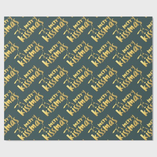 Gouden Mistletoe Kissmas Kerst Verpakkingspapier Cadeaupapier (Vlak)