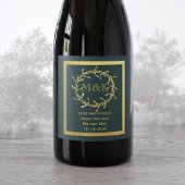 Gouden Mistletoe krans Monogram Groene Wijn Label Etiket