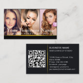 Gouden Mode Make-up Artiest Foto Showcase QR-code Visitekaartje (Voorkant / Achterkant)