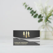 Gouden modellen | Grijze zwarte metalen achtergron Visitekaartje (Staand voorkant)