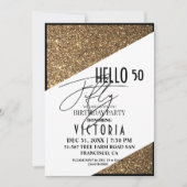 Gouden Modern 50e Vijftig Verjaardagsfeest Kaart (Voorkant)
