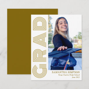 Gouden Modern Afstuderen Aankondiging Flat Kaart