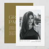 Gouden Modern Minimalistisch foto Afstuderen Aankondiging (Voorkant / Achterkant)