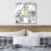 Gouden Modern Raster Monogram Huwelijk 4 Foto Coll Canvas Afdruk (Insitu (Slaapkamer))