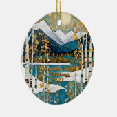 Gouden moderne Aspen bergen Keramisch Ornament (Rechts)