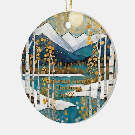 Gouden moderne Aspen bergen Keramisch Ornament (Links)