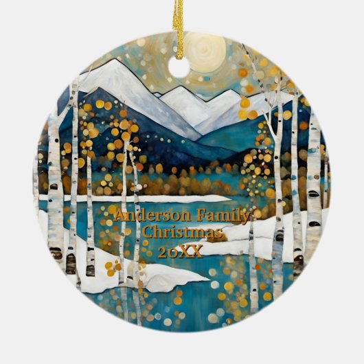 Gouden moderne Aspen bergen Keramisch Ornament (Achterkant)