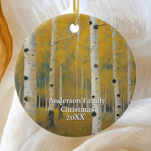 Gouden moderne Aspen bomen Keramisch Ornament