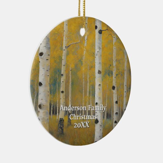 Gouden moderne Aspen bomen Keramisch Ornament (Rechts)