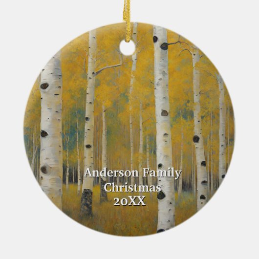 Gouden moderne Aspen bomen Keramisch Ornament (Achterkant)