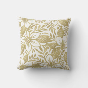 Gouden Moderne Bloeiende Bloemen Kussen