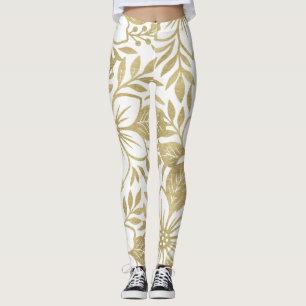 Gouden Moderne Bloemige Elegante Tropische Bloei Leggings