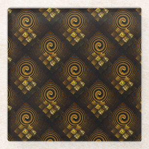 Gouden Moderne Boho Elegant Abstract Kunstpatroon  Glazen Onderzetter