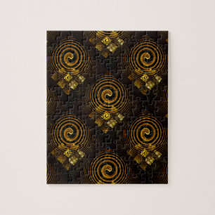 Gouden Moderne Boho Elegant Abstract Kunstpatroon  Legpuzzel