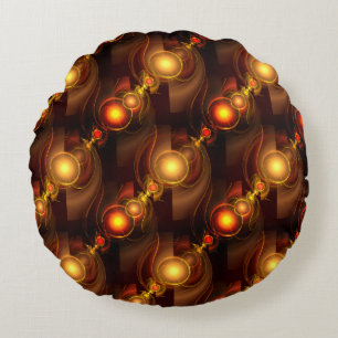 Gouden Moderne Boho Elegant Abstract Kunstpatroon Rond Kussen